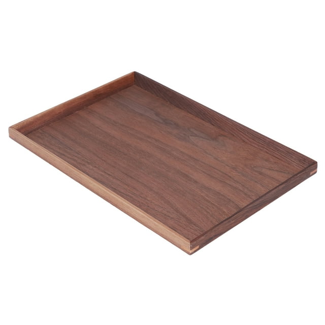 Rectangle Walnut Wooden Tray, Durable Solid Wooden Decorative Serving Tray With Inverted Eaves Bottom For Tea Fruit Dessert Bread