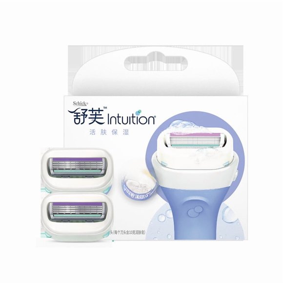 Schick Intuition Refill Blades with Coconut Milk Soap Head - 2-Pack Manual Razor Cartridges for Men & Women, 4-Layer Blades for Smooth, Comfortable Hair Removal, Portable Grooming Replacement Kit