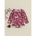 thumbnail image 2 of CIYCuIT Toddler Baby Girls One Piece Bikini Swimwear Flower Butterfly Print Long Sleeve Monokini Swimsuit 6M 9M 12M 18M 24M 3T Infant Cute Casual Summer Bathing Suit, 2 of 9