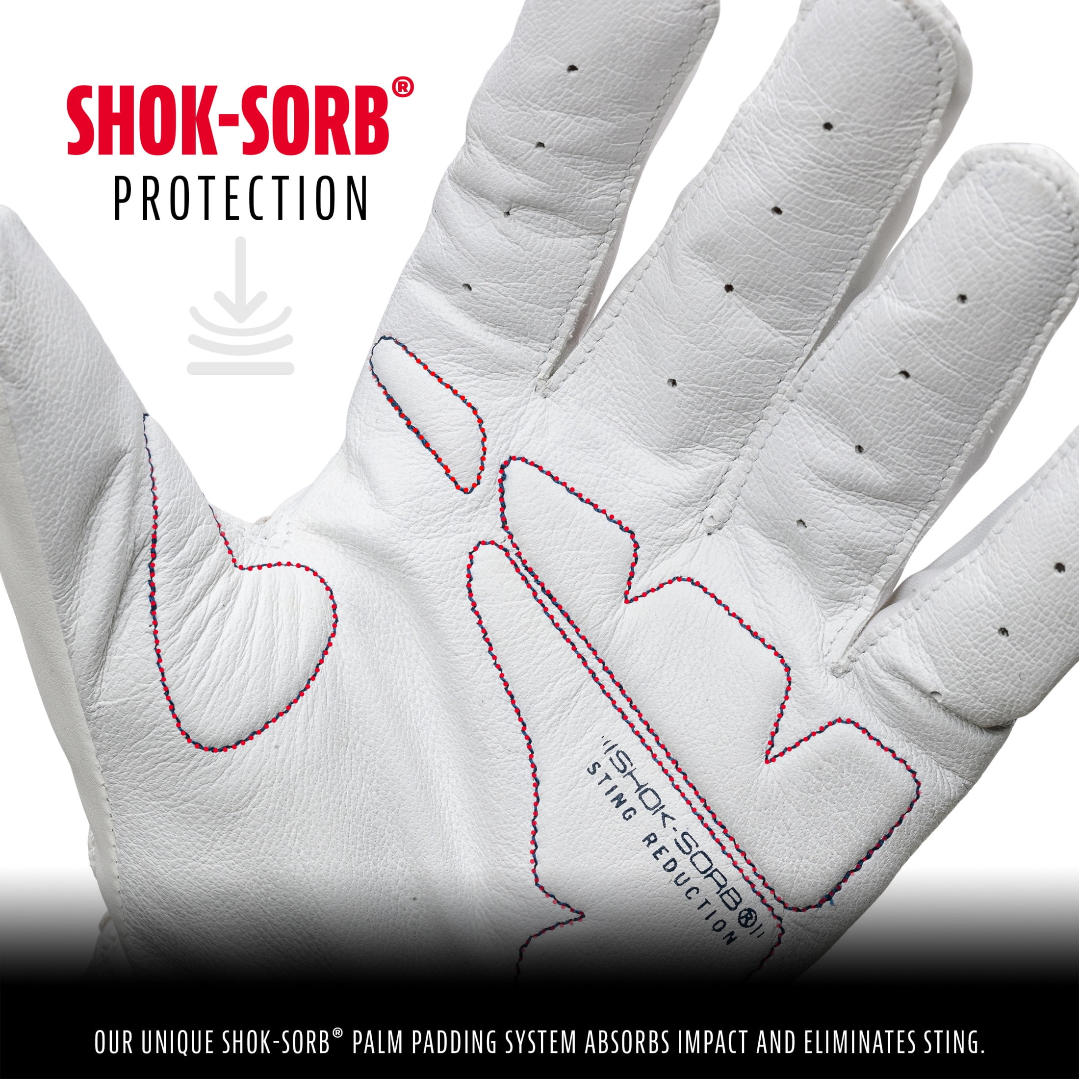 Franklin Sports MLB Baseball Batting Gloves - Shok-Sorb X Batting Gloves for Baseball + Softball - Adult + Youth Padded Non-Sting Pair - White + Navy Chrome - Adult Medium