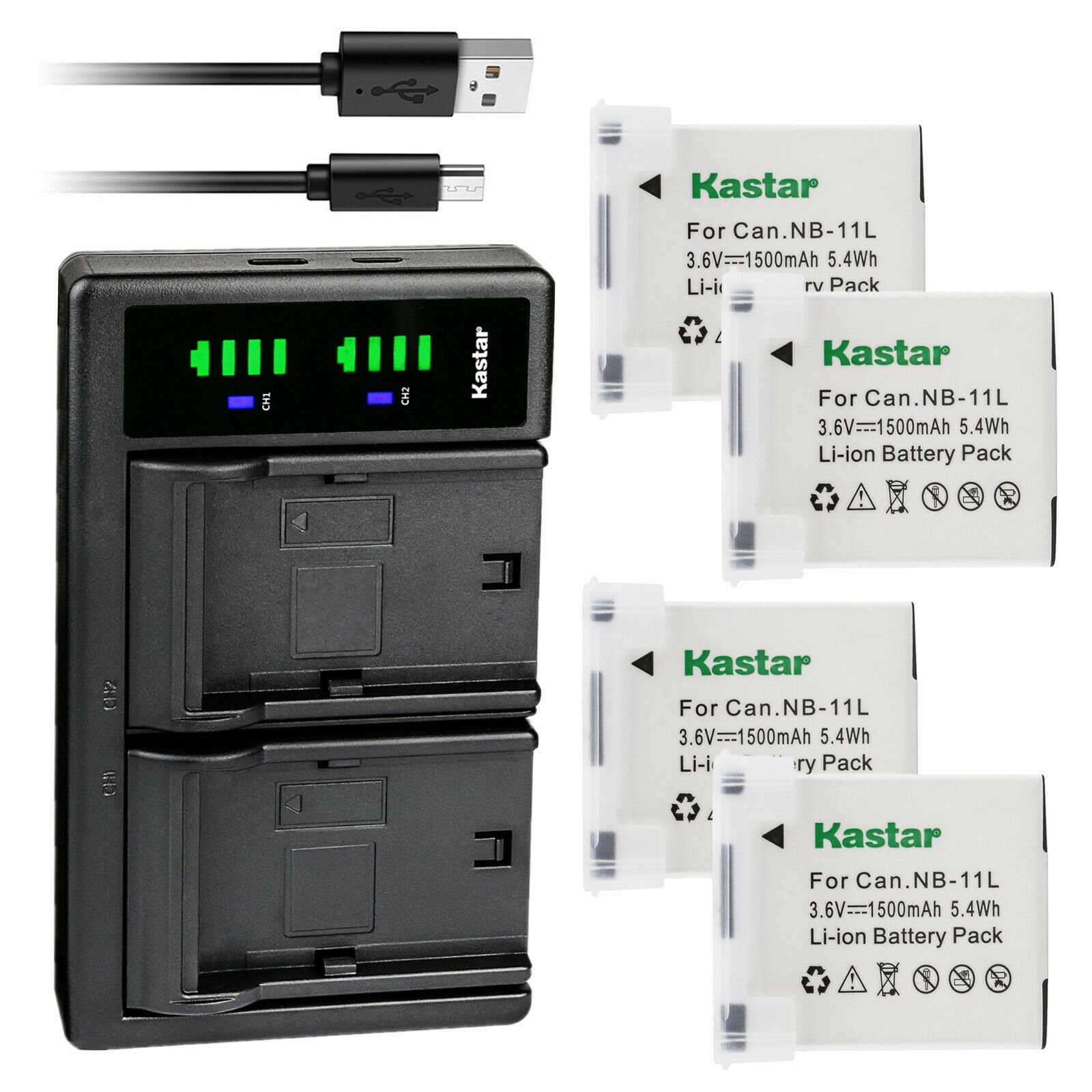 Kastar 4-Pack NB-11L Battery and LTD2 USB Charger Replacement for Canon IXUS 177 IXUS 180 IXUS 185 IXUS 190 IXUS 240 HS IXUS 245 HS IXUS 265 HS IXUS 275 HS IXUS 285 HS IXUS 320 HS IXY 110F