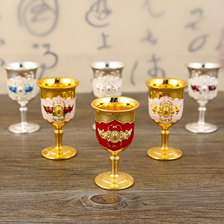 

Yesbay Wine Glass Anti-broken Drinkware Zinc Alloy Vintage European Style Spirit Whiskey Drinking Goblet Home Supplies
