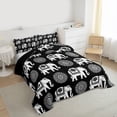 thumbnail image 3 of Feelyou Hippie Black Elephant Bedding Comforter Set, Tribal Damask Flower Twin Comforter Sets, Teens Kids Boys Girls Reversible Bedding Set, Luxury Bedroom Decor, 2-Piece, 3 of 8