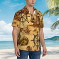thumbnail image 3 of Kll Men'S Hawaiian Shirt Short Sleeve Button Down Beach Shirts-Vintag Ancient Sailboats, 3 of 7