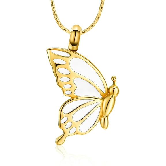 Left Butterfly Cremation Jewelry for Ashes Holder Urn Necklace Lockets for Human Ashes Pendent for Ashes and Chain