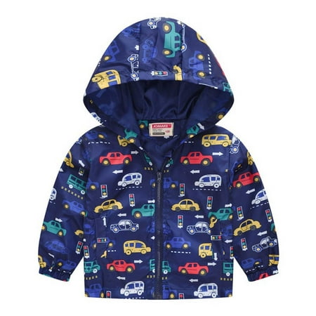 

Yyeselk Toddler Baby Boys Long Sleeved Coat Printed Hooded Jacket Suit