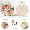 thumbnail image 4 of Yayeee 6 PCS Drink Coasters with Holder Set Woven Absorbent Round Tabletop Hot Pad, Strawberry Pattern, 4 of 7