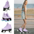thumbnail image 4 of EONROACOO Roller Skates for Adult & Kids, Classic Double Row Leather Shiny Quad Skates(Purple, Women 4.5/Men 3), 4 of 10