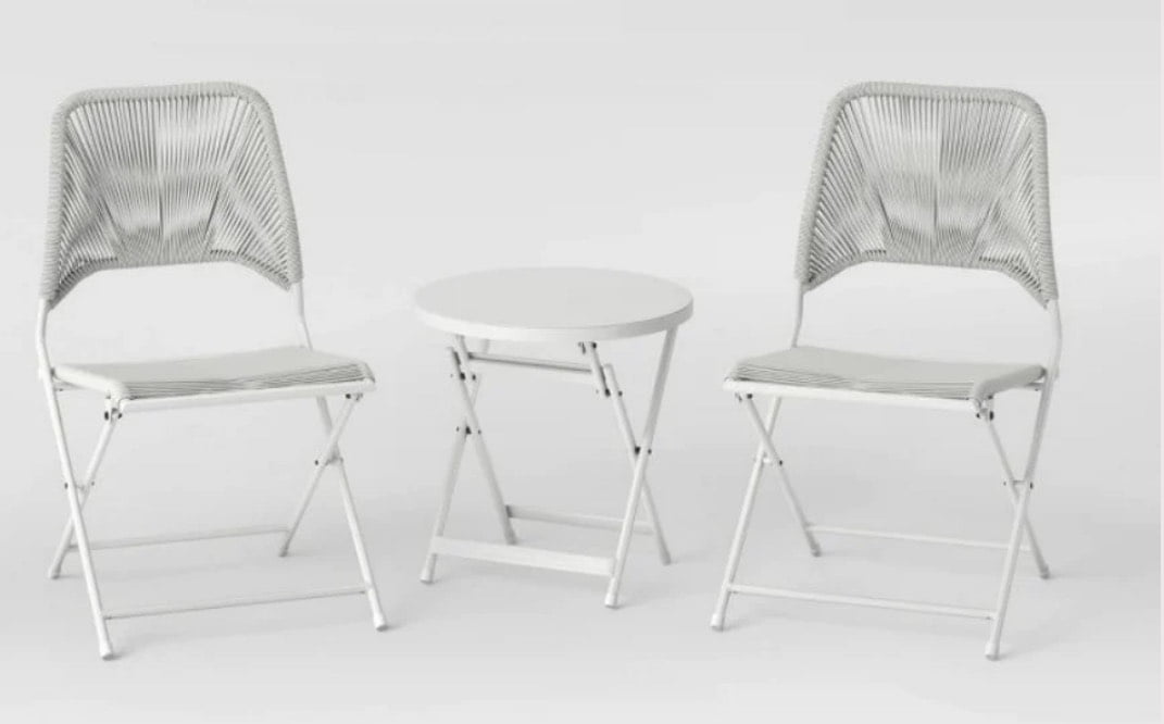 Fisher 3pc Patio Garden Table Chairs Set Gray White Outdoor Balcony Porch Project 62 Walmart