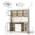 thumbnail image 4 of RichYa Kitchen Pantry 63" Spacious Countertop Hutch Cabinet with 3 Drawers Wine Bottle Rack Cup Holder & Power Strip Wood Color+White, 4 of 8
