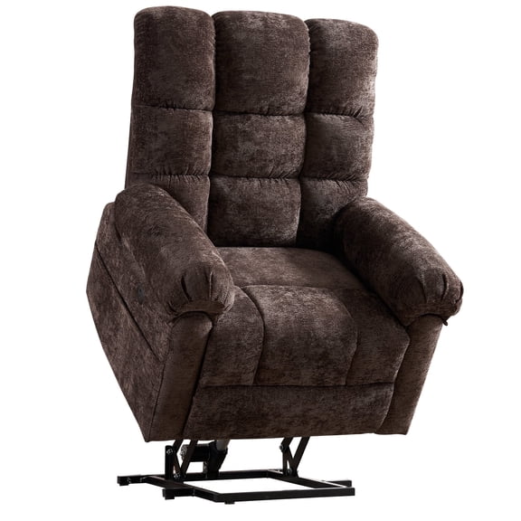 Rhevoy Power Lift Recliner with Massage and Heat for Elderly, Faux Leather Lift Chair for Living Room