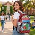 thumbnail image 3 of ZIATUBLES Heavy Duty Clear Backpack 17 Inch, Ladybug Hearts Polka Dot Print Fabric & PVC Transparent Bag, One Pocket See Through Bookbag for School College Security, 3 of 7