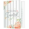 5PK Farmhouse Floral Foldover Invitations ,Party Supplies and Decorations