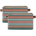 thumbnail image 2 of 2 Pack Fabric Storage Basket Mexican Serape Stripes Closet Storage Bins with Handles Foldable Baskets for Shelves Toy Organizer Home Office Decor Gifts, 2 of 7