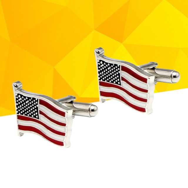 FUTUREORYY 1Par Durable Multi Color Flag Link Button French Shirt Cufflinks Stylish and Convenient