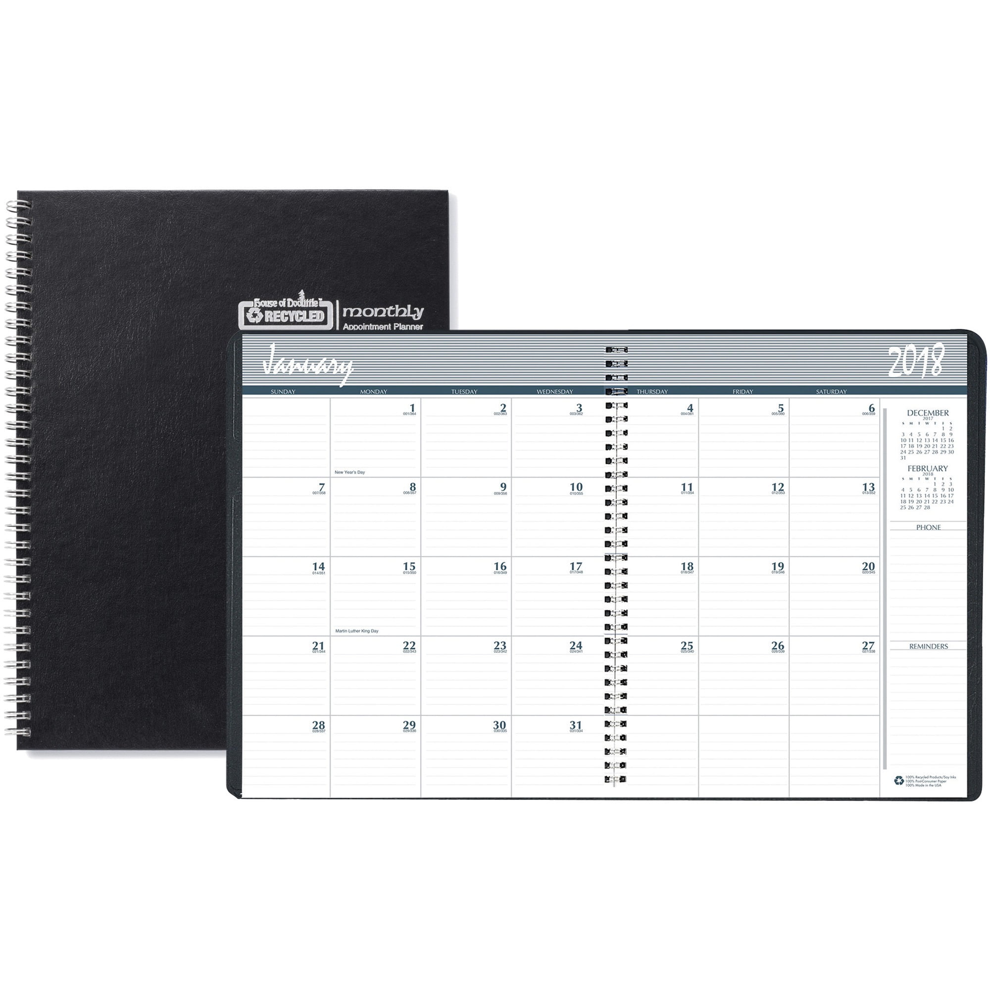 House of Doolittle Embossed Cover 14-month Monthly Planner