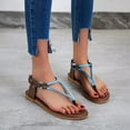thumbnail image 5 of Anuirheih Women Sandals Summer Cool Shoes Beach Shoes Flat Heel Roman Style Pinch Sandals Sandals Women (Blue), 5 of 6