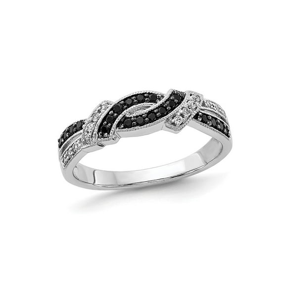 1/4 Carat (Ctw) Black and White Diamond Ring in 14K White Gold (SZIE 7)