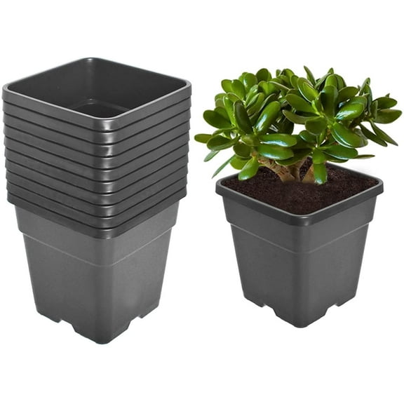 Genrics 10PCS Re-usable Square Nursery Pot 5 Gallon Plastic Grow Pots Plant