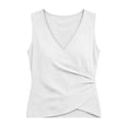 thumbnail image 7 of Cmfcve Cotton Tank Tops for Women V Neck Ruched Sleeveless Blouse Cross Front Surplice Wrap Casual T Shirts, 7 of 7