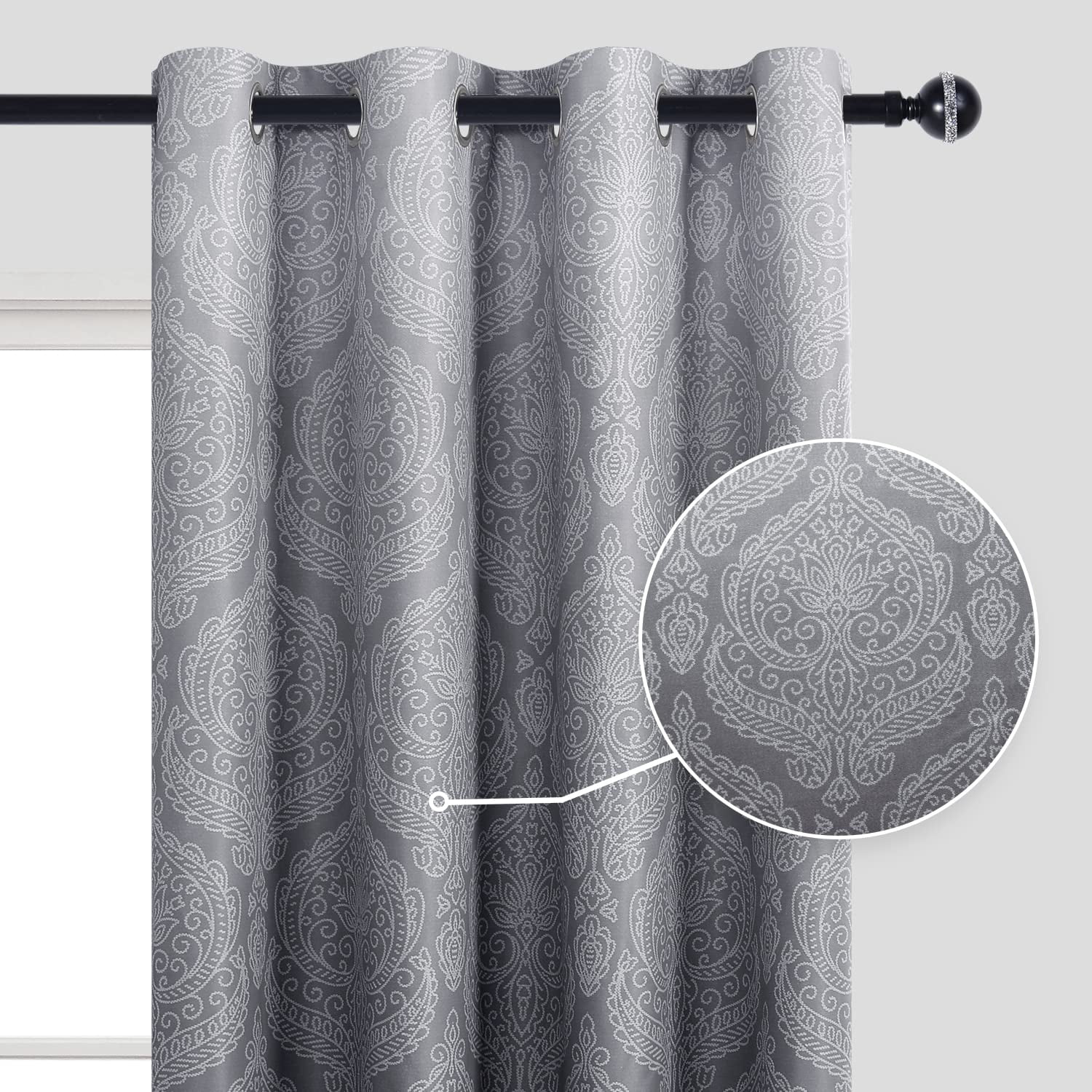 JIUZHEN Ombre Blackout Curtains 84 Inch - Gradient Thermal Insulated Room Darkening Drapes for Bedroom/Living Room, Set of 2 Panels, 52 x 84 Inch Length, Gray
