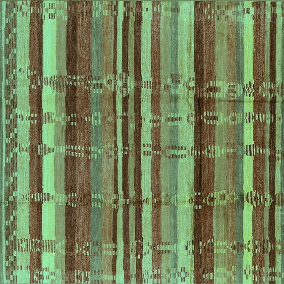 Ahgly Company Machine Washable Indoor Square Southwestern Turquoise Blue Country Area Rugs, 8' Square