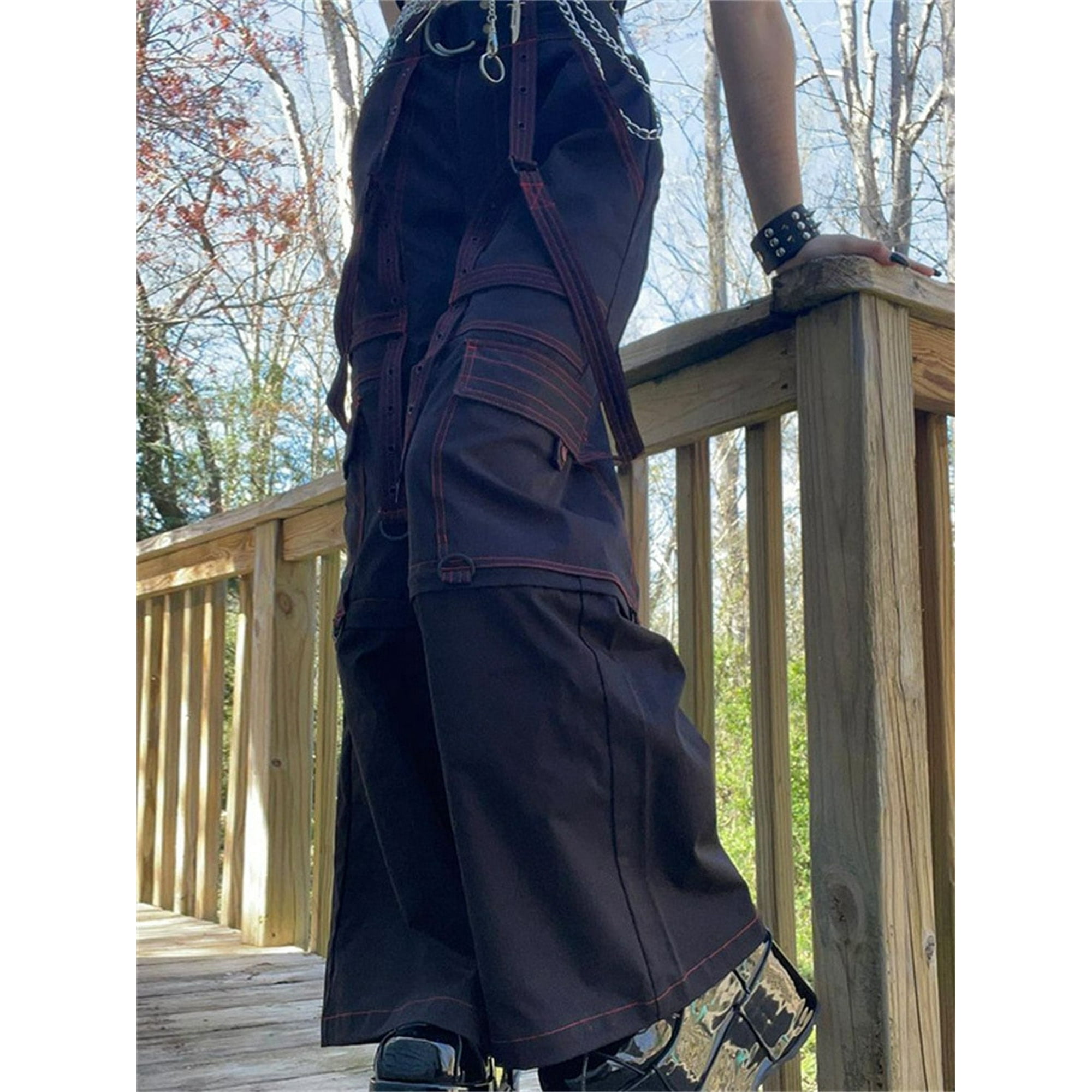 Y2k Techwear Wide Leg Cargo Pants Grunge Low Waist Baggy
