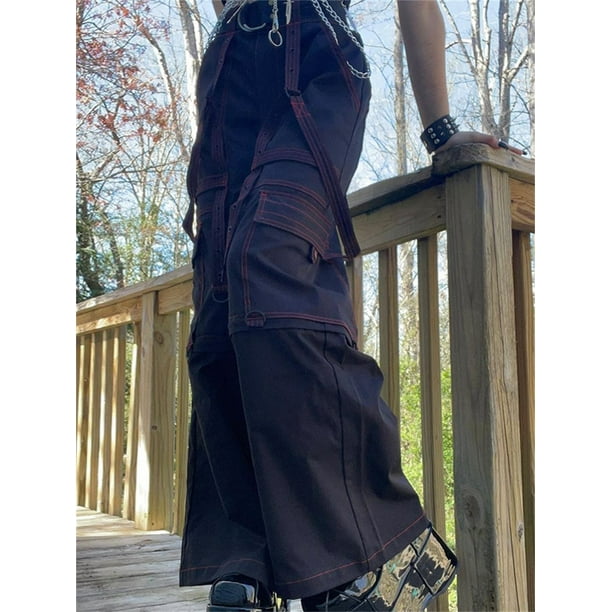 Y2k Techwear Wide Leg Cargo Pants Grunge Low Waist Baggy Jeans