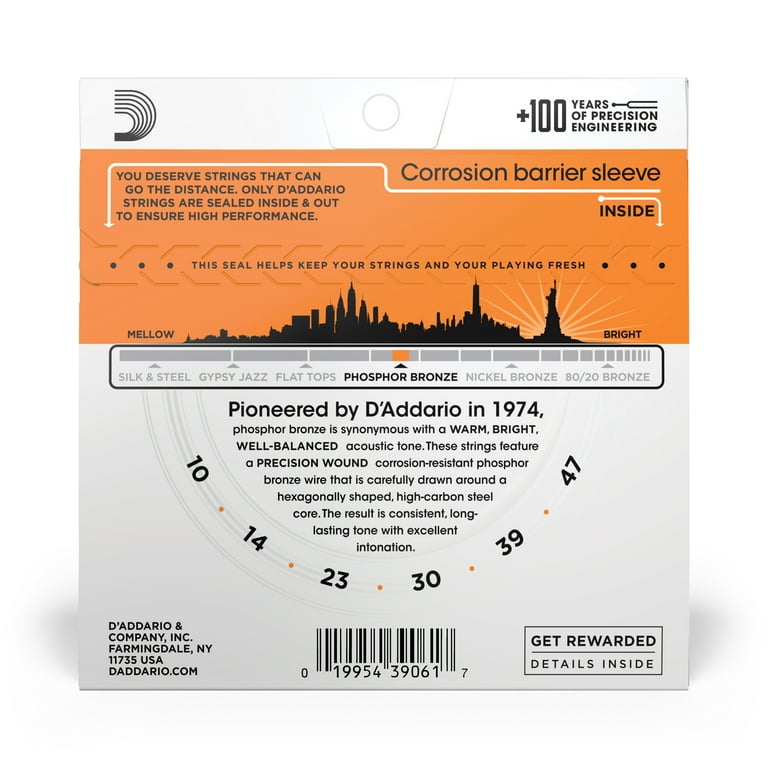 D'Addario Phosphor Bronze Acoustic Guitar Strings, Extra Light photo 3
