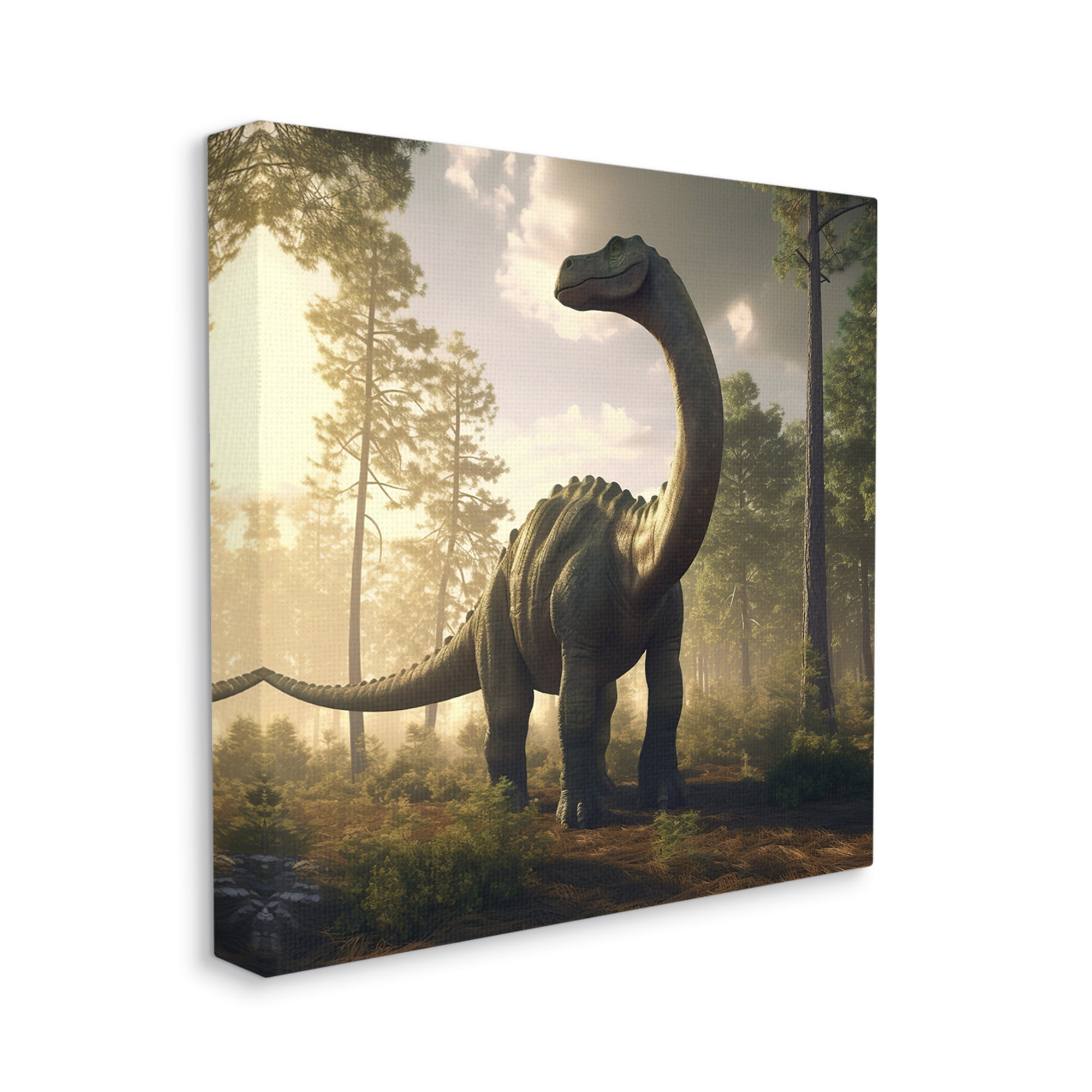 Stupell Industries Detailed Dinosaur Landscape Animals & Insects Painting Gallery Wrapped Canvas Print Wall Art, 30 x 30