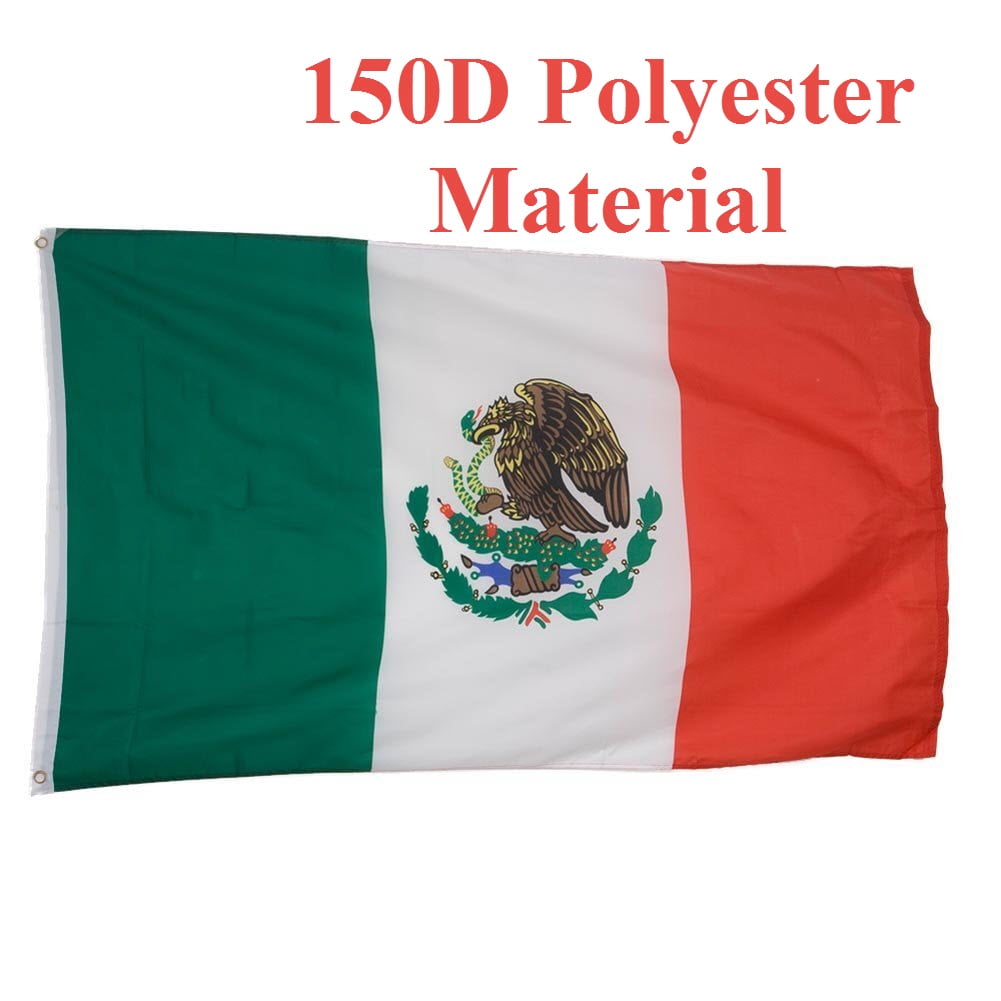 G128- Mexican Flag 3x5 ft Printed Brass Grommets 150D Quality Polyester Flag...