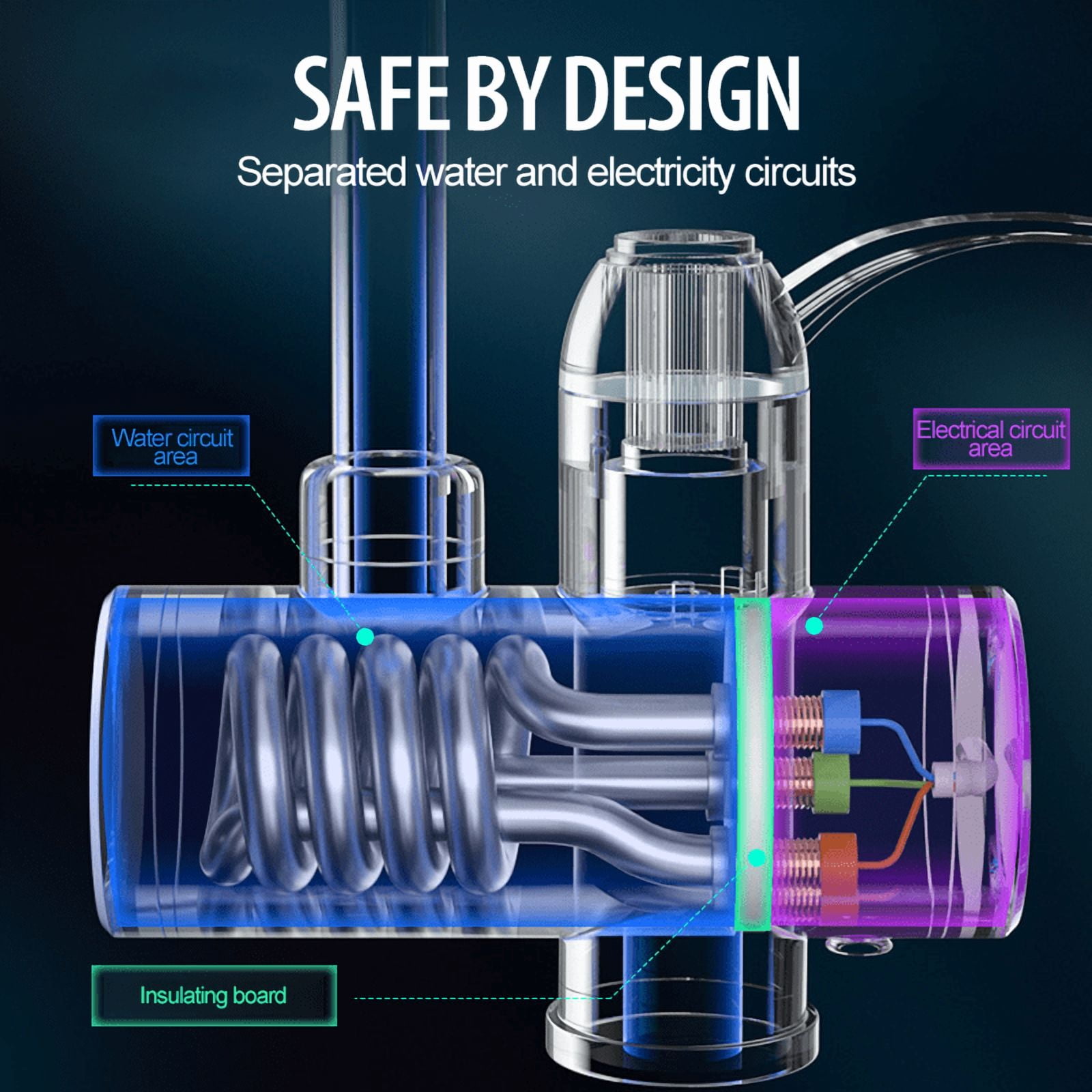 Instant Heating Faucet, 3-Second Fast Heating Tap, Kitchen and Bathroom Water Heater with Digital Display, Hot and Cold Water for Home Use