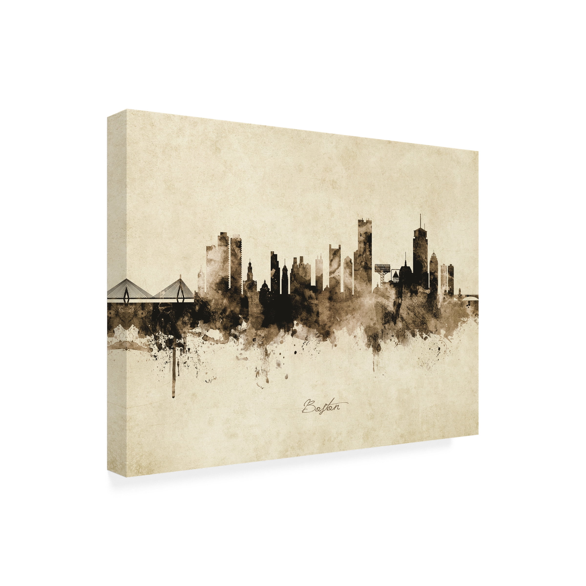Michael Tompsett 'Boston Massachusetts Skyline Vintage' Canvas Art