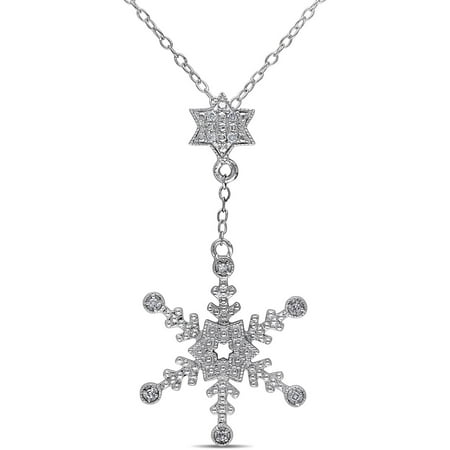 Miabella Diamond-Accent Sterling Silver Snowflake Pendant, 18