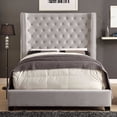 thumbnail image 2 of Creamy Upholstered Queen Size Bed With Wingback Headboard, Ivory, 2 of 2