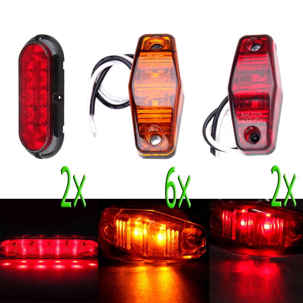 Scitoo Fender Led Marker Light w/ Oval Oblong Surface Mount 10 LED Stop