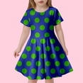 thumbnail image 2 of Robes Décontractées pour Filles Tout-Petits Été Imprimé à Pois Col Rond Manches Courtes Ajustée Robe de Plage Mode, Bleu, 4-5 Ans, 2 of 4