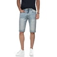 thumbnail image 1 of Men's Flex Stretch Slim Skinny Fit Casual Denim Jeans Shorts, Light Blue (Heavy Stitch Detail), Size 28, 1 of 3