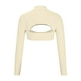 thumbnail image 4 of Turtleneck Cropped Tops for Women Long Sleeve Cutout Solid Hollow Out Trendy Y2k Spring Summer Sweater Pullover T-Shirts Beige,S, 4 of 6