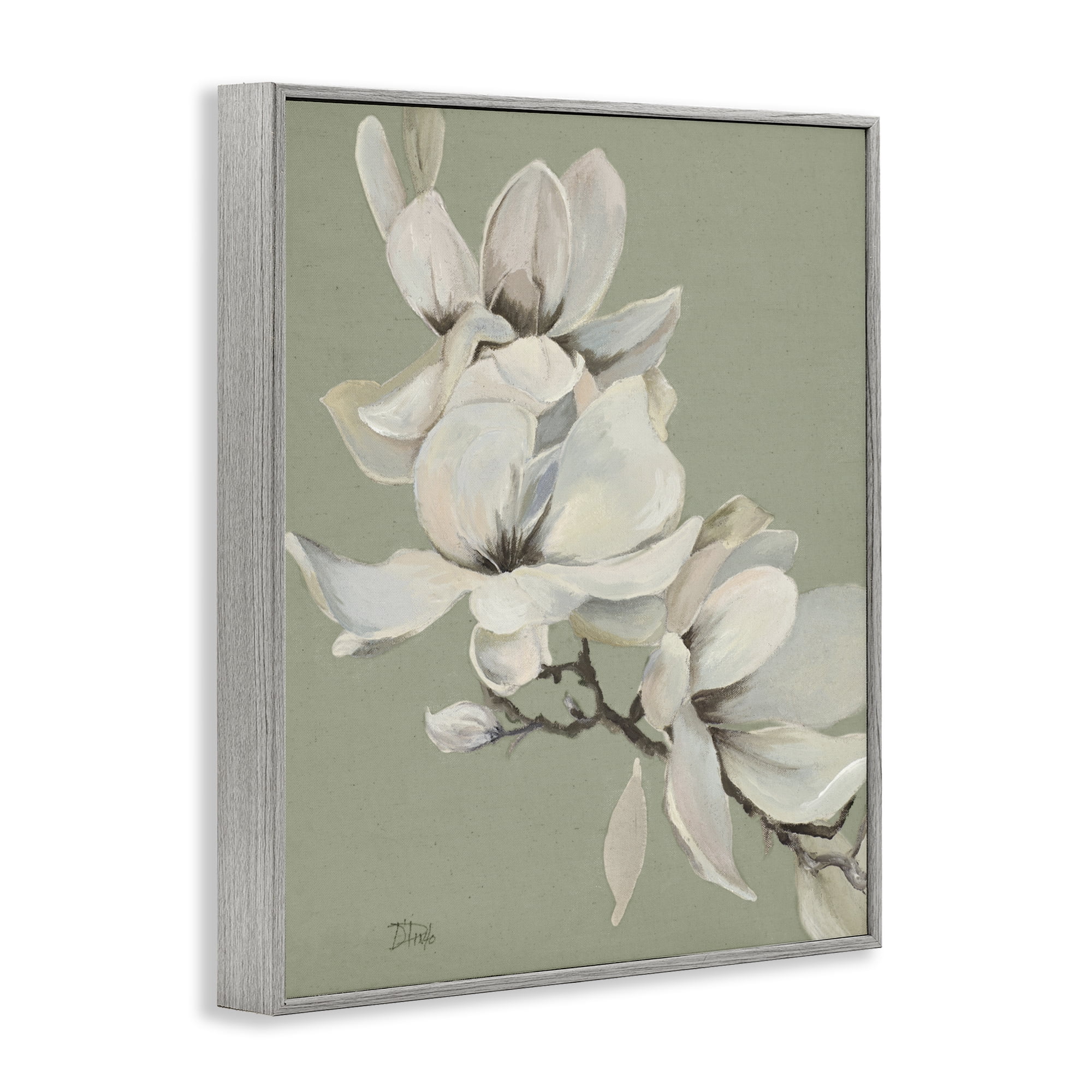 Stupell Industries Magnolias on Sage Florals Gray Framed Giclee Art, design by Patricia Pinto