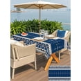 thumbnail image 5 of Outdoor Tablecloth with Umbrella Hole for Patio/Picnic/Party/Camping, Navy Blue Boho Waterproof Table Cloth Rectangle Table Cover Washable, Vintage Ethnic Tribe Abstract Art (60"x 102"), 5 of 8