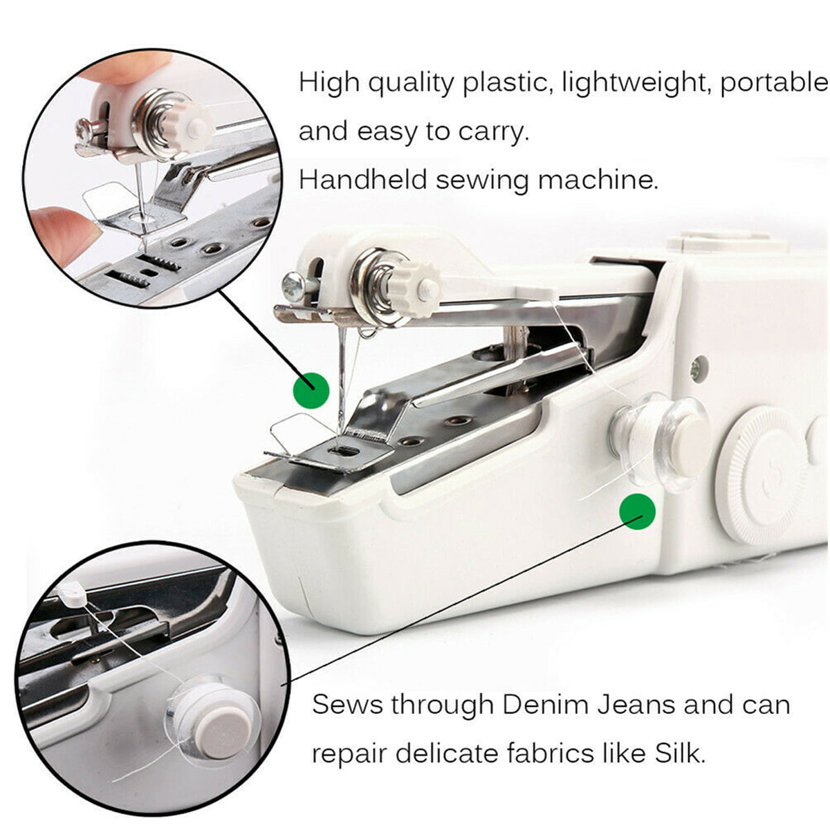 Curtains Leather and DIY Rexiaoo Handheld Sewing Machine Denim Mini Handy Cordless Portable Sewing Machine for Beginners Sewing Machine Quick Handy Stitch for for Clothes 