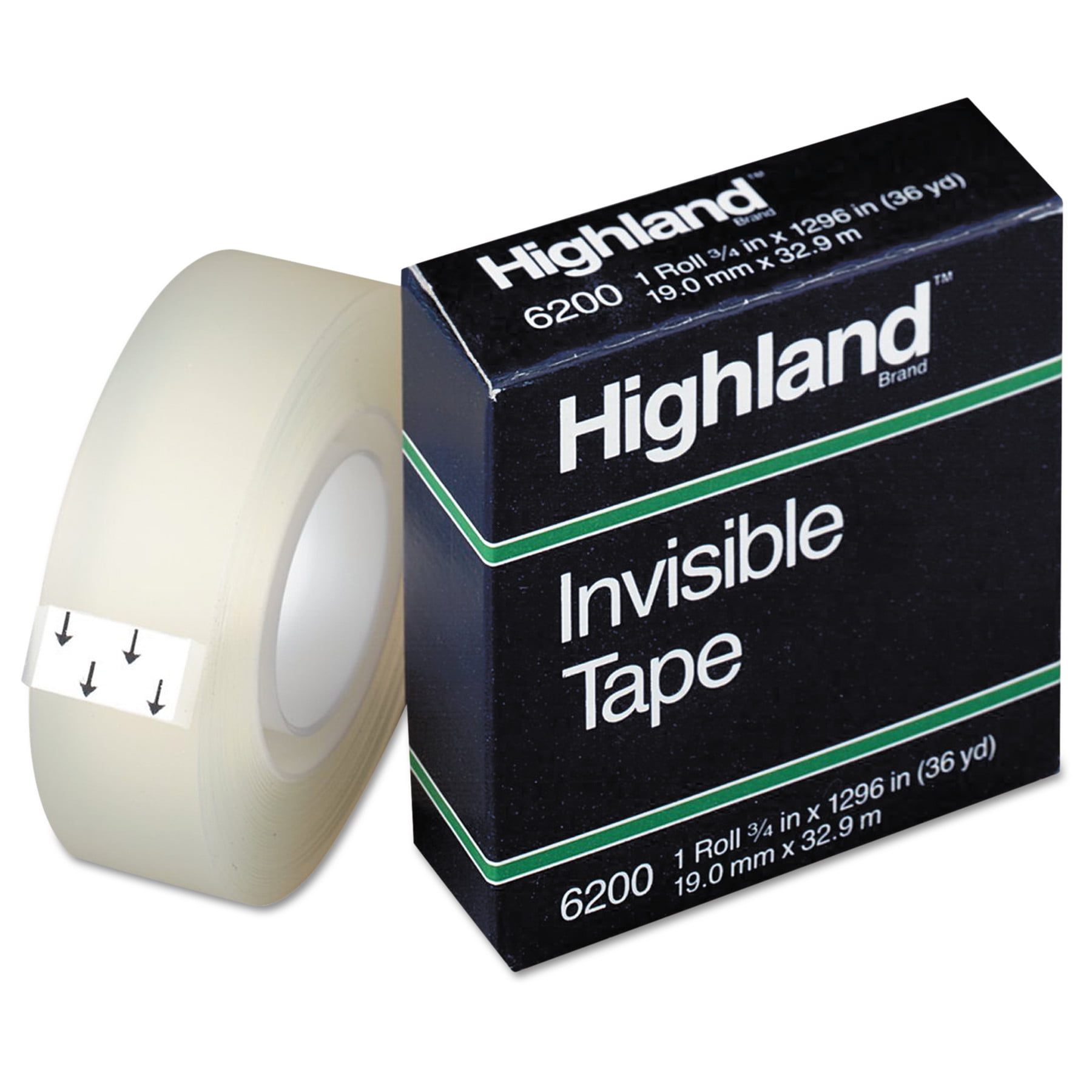 Highland Invisible Permanent Mending Tape, 3/4" x 1296", 1" Core, Clear