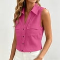 thumbnail image 5 of Yievot Womens Button Down Sleeveless Shirt with Pockets Collared Casual Summer Office Workwear Tops, 5 of 8