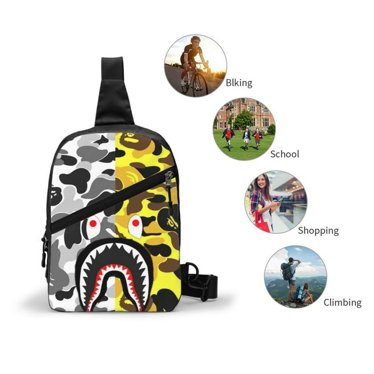 Bape Camo Shark Sling Crossbody Backpack Shoulder Bag Chest Bag Daypack Sling Bags