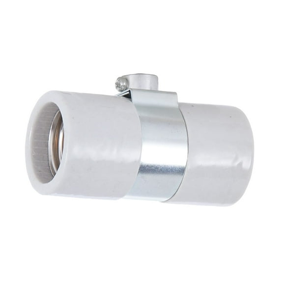 B&P Lamp® Twin E26 Medium Base, Glazed Porcelain Socket with Single 1/8IP Bushing Strap