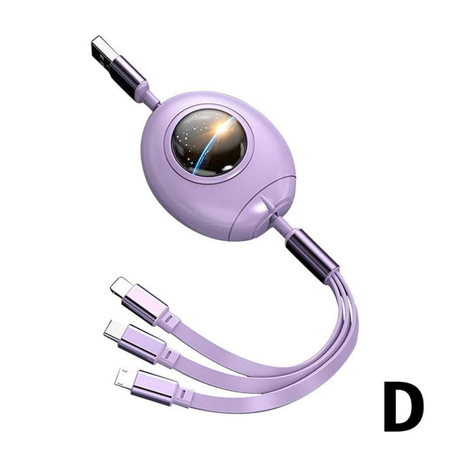 Cordon de Charge Multiple 3 en 1 Violet Câble Chargeur USB Adaptateur Rétractable Co M3 Z4J8