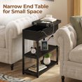 End Table with Charging Station Narrow Nightstand Flip Top Side Table