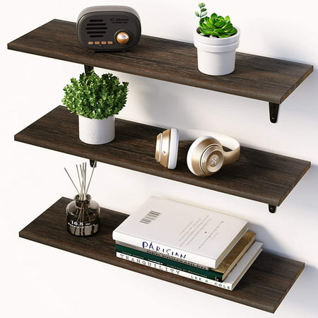 Floating Shelves Wall Shelf Set Of 3 Mounted With Large Storage For Bedroom Bathroom Living Room Kitchen Office Canada - Long Wall Shelf Floating