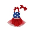 thumbnail image 3 of Okbabeha 4th of July Baby Girl Outfits Toddler Fourth of July Romper Dress American Flag Strap Tulle Bodysuit Tutu Dress Summer Independence Day Clothes, 3 of 7